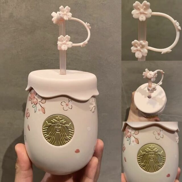 2022 Starbucks Spring Cherry Blossom Sakura Stainless steel straw cups w/ topper 2022 Starbucks Spring Cherry Blossom Sakura Stainless steel straw cups w/ topper