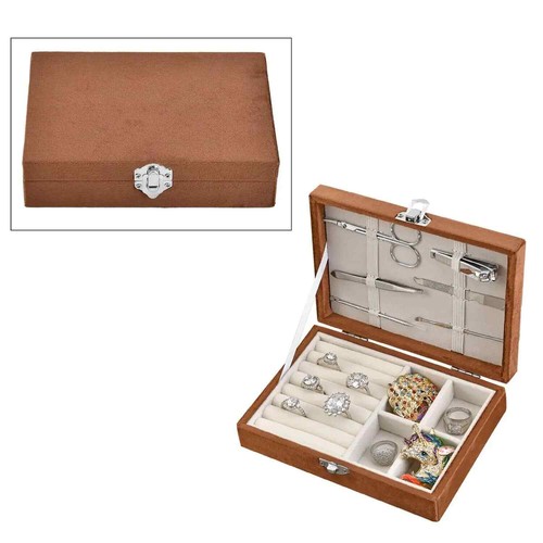 Brown Velvet Scratch Resistant Anti Tarnish Jewelry Box with 6pcs Manicure Set eBay