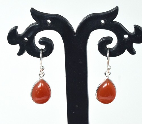 925 Solid Sterling Silver Green Onyx,Garnet Multi Stone Hook Earring Ji760 - Picture 54 of 81