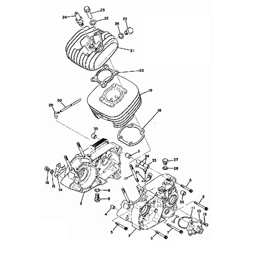 Kit vis moteur YAMAHA MX 125 inox 1974 1976 boulons carter moto cross