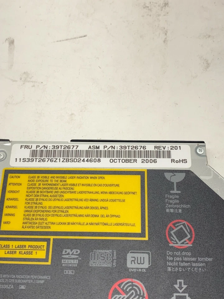 IBM Lenovo ThinkPad 8x Ultrabay Slim Super Multi-Burner DVD-RW Drive 39T2677 - Image 4 of 4