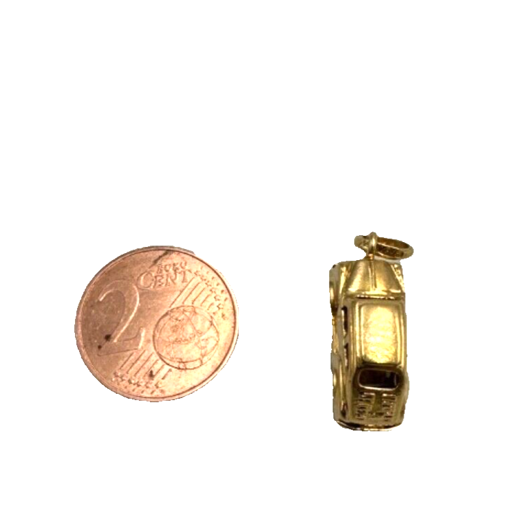 Pendentif Charm Vintage Voiture En Or 18K Massif - Années 50, Fabriqué En Italie
