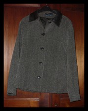 Les Chemins Blancs/Très Belle/Veste/Manteau/Gris Chiné/Cuir/Mode/Chic, 40 