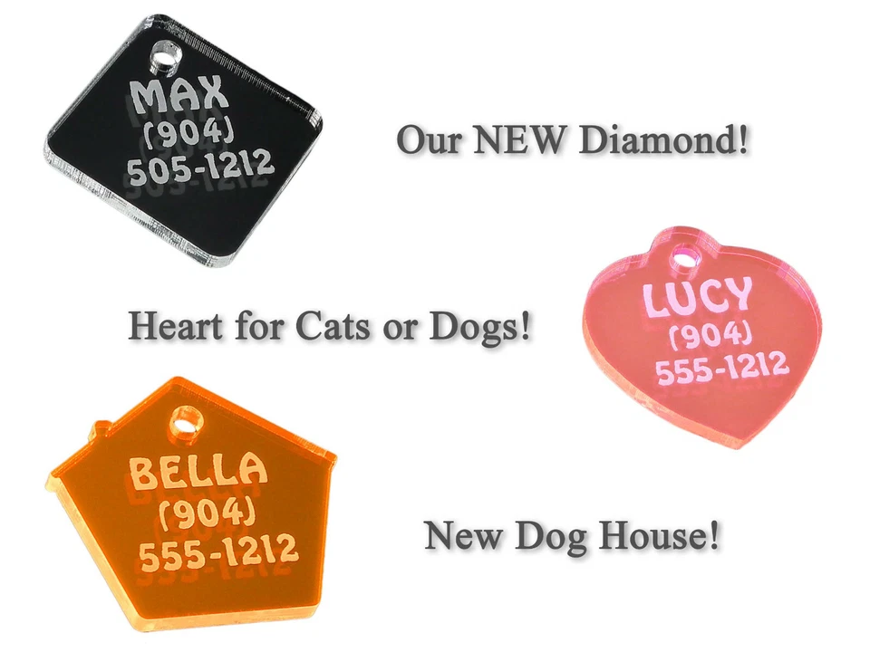 ACRYLIC PLASTIC PET Dog Cat Identification Name Tags-Custom Engraved ID Tag - Image 3 of 4