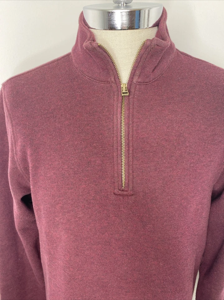 LL Bean Polar Camisa Sudadera 1/4 Cremallera Granate Top Mujer M Manga Larga Foto 2 de 4