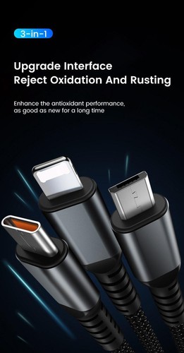 3-in-1 100 W Schnellladekabel USB Auf Typ-c Micro-schnellladekabel Für Iphone 15 - Afbeelding 15 van 24