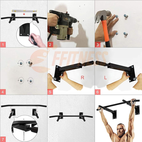 Barra Trazioni a Muro per Parete, Max 150Kg, Multifunzione Sbarra Pull up Chin u - Foto 7 di 12