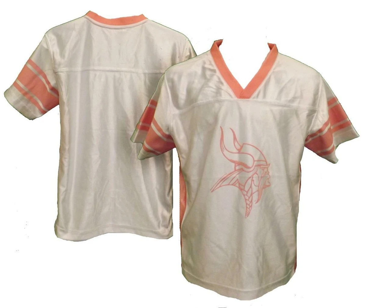 New Minnesota Vikings Youth Girls Sizes M L XL White Pink Jersey