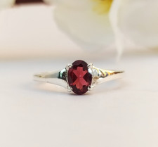 Natural Red Garnet Oval Cut Ring Engagement Gift For Her 925 Sterling Silver