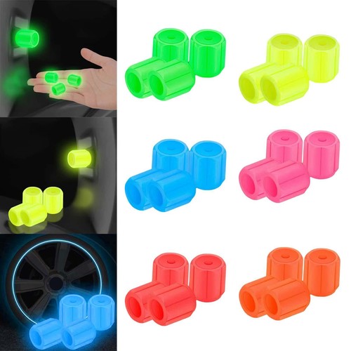4x Car Tire Valve Caps Fluorescent Tire Air Valves Stem Caps for Bike