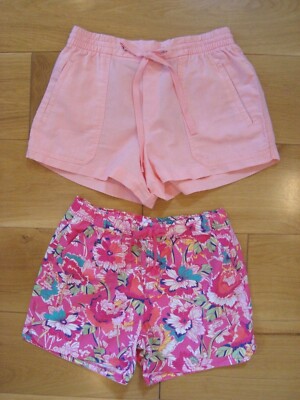 Brandneu ohne Etikett Mädchen XXL 13 Jahre 2x GAP SHORTS Anziehstil Baumwolle & Leinen Blumenmuster & Pink