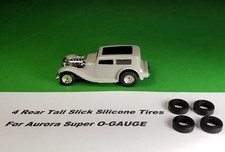   4 Tall Slick Silicone Tires  For Aurora Slot Car O-GAUGE Super Model Motoring