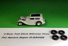 ☆4 Tall Slick Silicone Tires☆ For Aurora Slot Car O-GAUGE Super Model Motoring