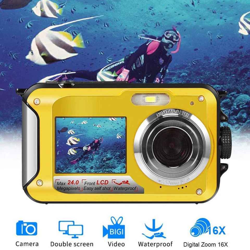 Waterproof Digital Camera 1080P HD 2.4MP Dual Screen Underwater DV Recorder - Image 2 of 4