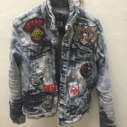 denim factory motorcycle jacket patches 