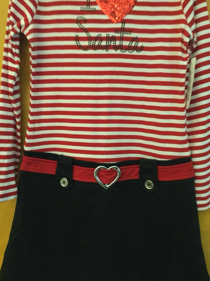 Vestido de Navidad Rosa y Violeta Niñas “I Love Santa” Nuevo con Etiquetas Talla XL 14/16 $38.00 Foto 4 de 4