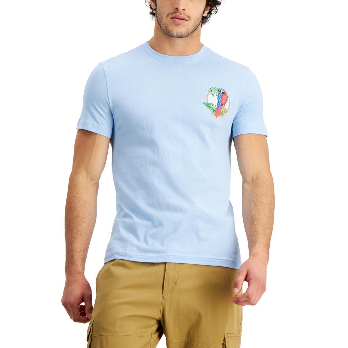 Club Room Мужская синяя трикотажная футболка с графическим принтом Top M BHFO 9715 2090₽