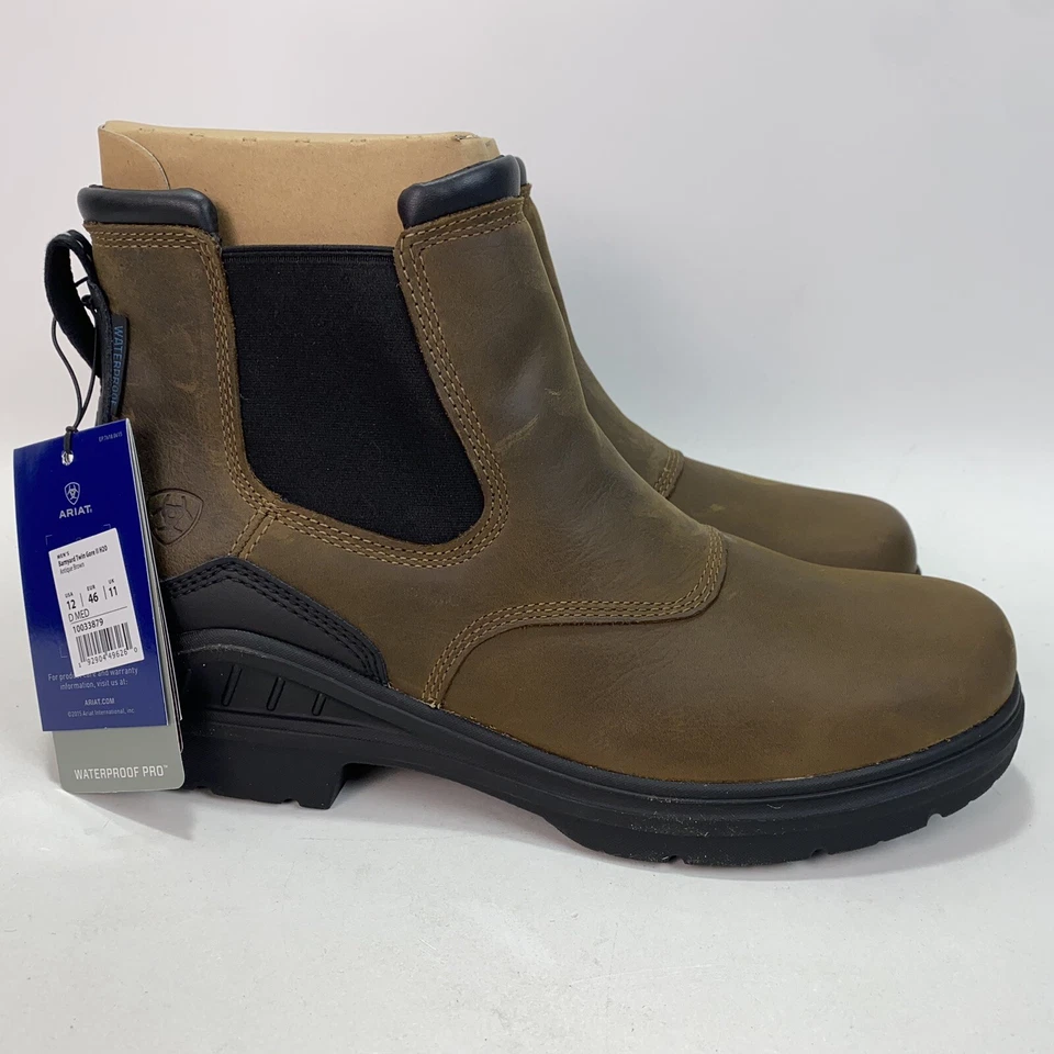 Bota marrón antigua Ariat Barnyard Twin Gore II H2O. Talla 12 D Ancho Foto 2 de 4