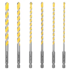 6pcs/Set Drill Bit Tile Concrete Masonry Carbide Tip Universal 1/4Inch Hex Shank