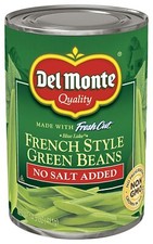 Del Monte Canned French Style Green Beans, No Salt Added, 14.5-Ounce Cans Pack