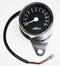 Custom Mini 2.25 Tachometer 51 Ratio Mechanical Drive Chrome Body Black Face