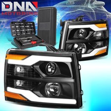 For 2007-2014 Chevy Silverado Dual Led Drl Projector Headlighttools Blackamber