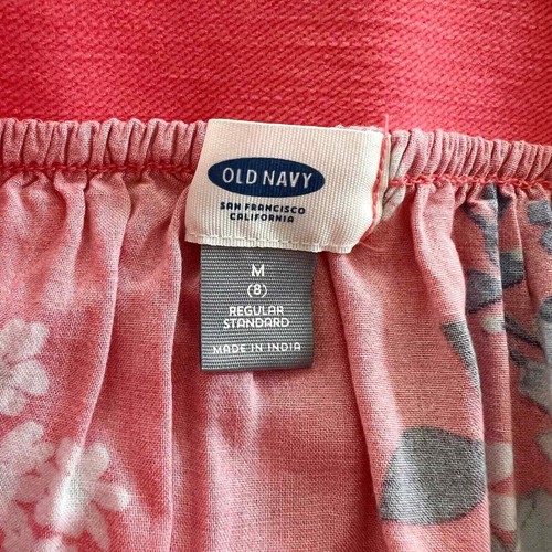 Old Navy Girl’s M/8 Coral Blue White Floral Mini Skater Skirt Elastic Waist - Picture 4 of 6