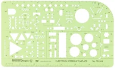ALVIN Electric/Electronic Symbols Template, Size: 5.25" x 8.25" x .030" (TD1515)