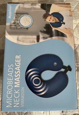 NEW HEALTH TOUCH NECK MASSAGER VIBRATION RELIEF NECK MASSAGE MICROBEADS BLUE
