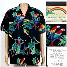 Vintage 1993 Paradise Found Floral Birds Button Down Hawaiin Shirt Mens Size XL