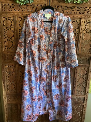 CLEOBELLA Zoya Long floral open front Duster Kimono Wrap Cover Up sz XS/S