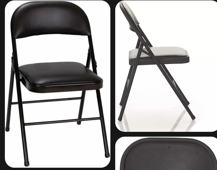 COSCO Essentials Vinyl Padded Seat & Back Folding Chair Double Braced 2 Pack ...