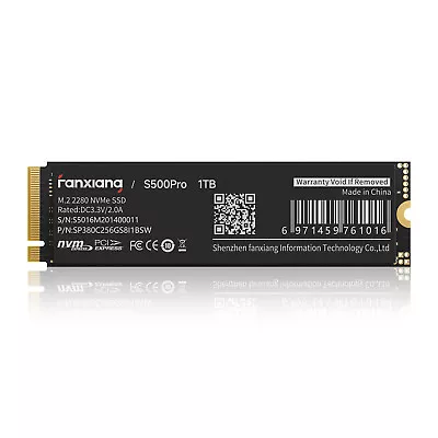 Fanxiang M.2 SSD 1TB NVMe Gen3 SSD Internal Solid State Hard Drive TLC 3500MB/S