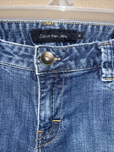 Calvin Klein Womens Size 8 Medium Wash Mid Rise Distressed Lean Bootcut Jeans - Picture 2 of 4