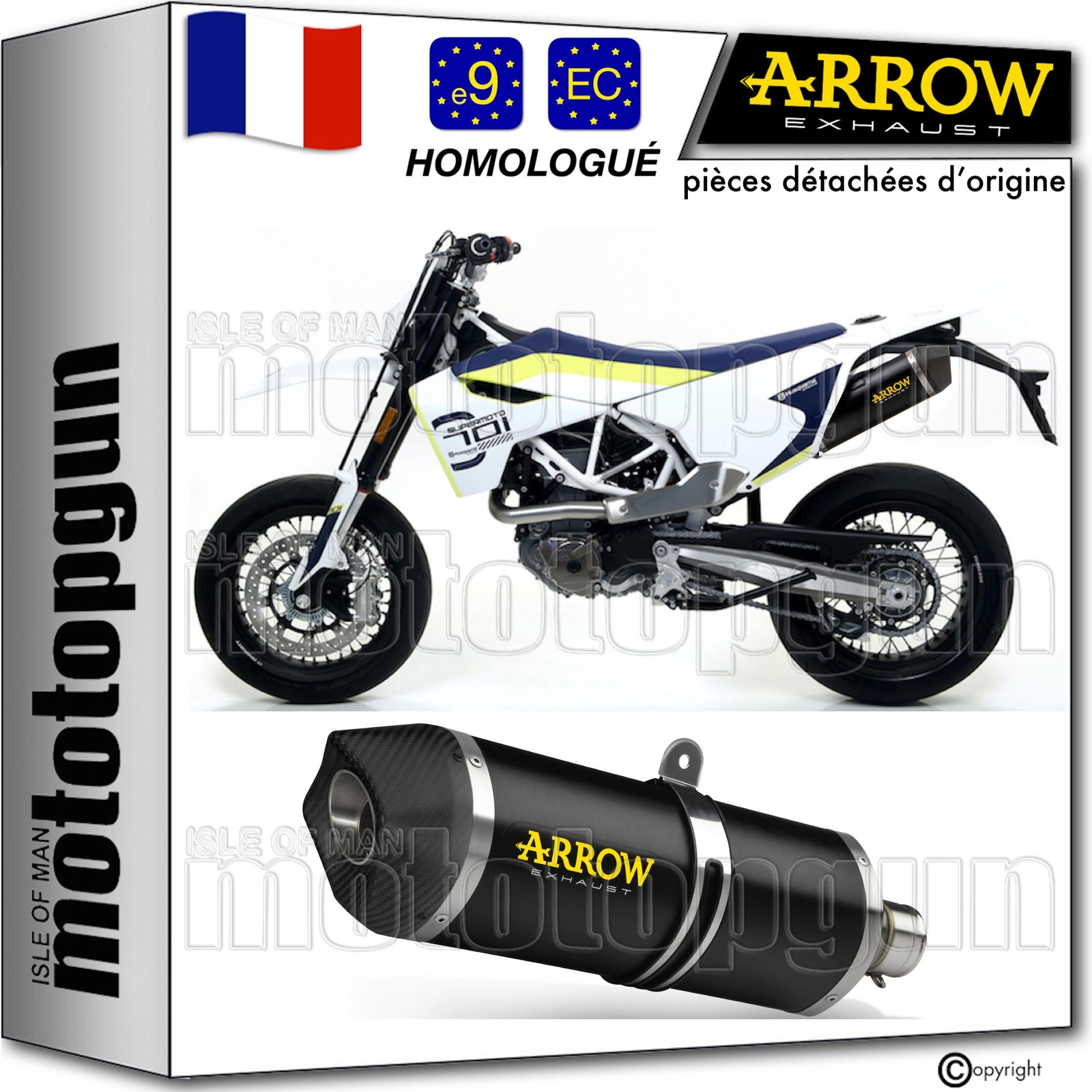 Ligne Arrow Open C-Tech Noir Finition Premium Husqvarna 701 2017