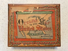 Dissected Outline Map of the U.S.A. - COMPLETE - 2 Sided - Milton Bradley c.1880