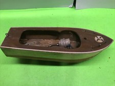 Vintage battery powered Wooden Boat 10  Long From Japan ,Motor Not Working