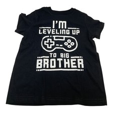 BLACK 4T Leveling Up To Big Brother Toddler T-Shirt Video Game Lover Gift NEW