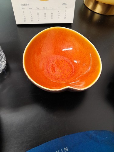 Jars France Orange Lilypad Bowl 5 7/8" - Picture 2 of 6