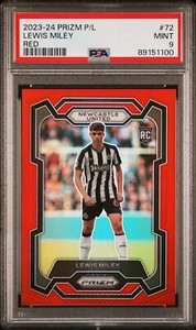 2023-24 Panini Red Prizm Premier League Soccer #72 Lewis Miley RC /199 PSA 9