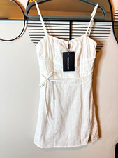 PLT White Broderie Anglaise Shift Dress With Tie Waist Size 8 BNWT