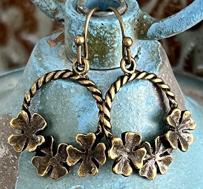 Beautiful Etched Bronze Flower Earrings. Bloom