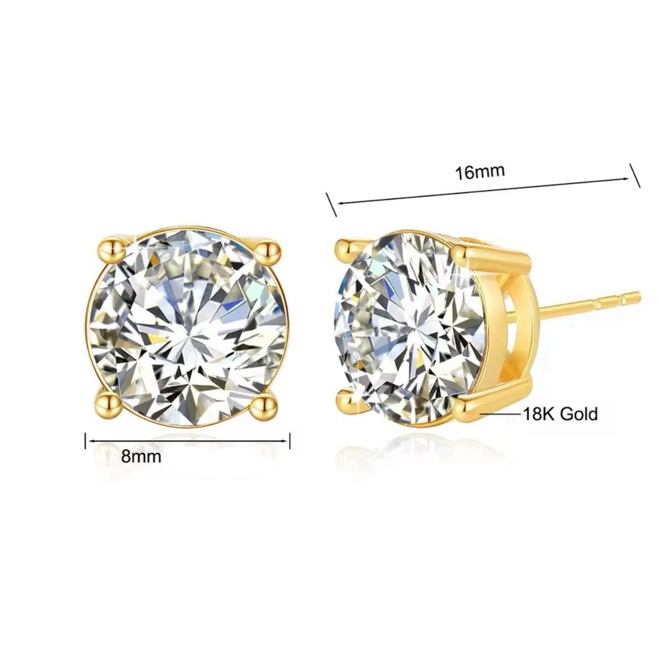 2ct Earrings Yellow Gold Gift Box Lab-Created VVS1/D/Excellent Diamond Test Pass - Image 3 of 4