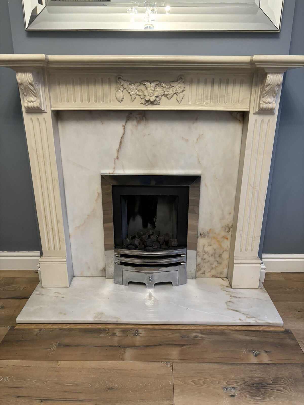 Marble Fire surround, back panel. eBay