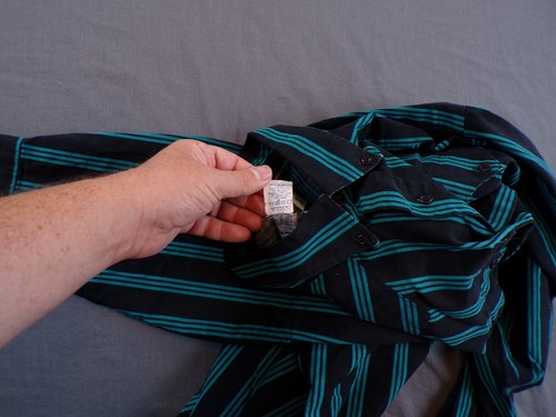 Vintage Panhandle Slim Shirt Mens 18 35 Green Black Stripe Western USA Made - Picture 8 of 13