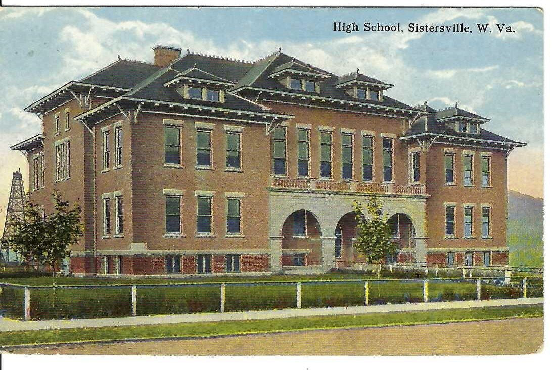 CR410 WV Sistersville High School Exterior Divided Back Postcard West