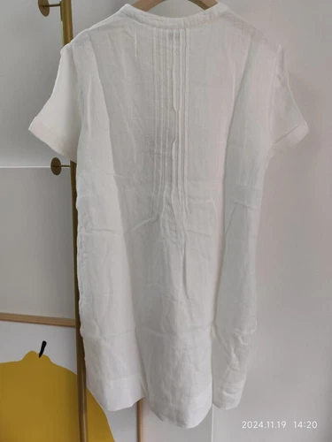 Abito Faherty Isha Gemina manica corta bianco nuovo senza etichette $178 - Foto 3 di 14