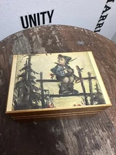 Vintage Thorens Music Box With Little Boy Hummel Picture /Song America America