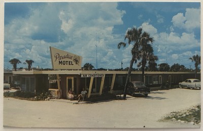 Paradise Motel Vintage Postcard - Daytona Beach, Florida | Street View, Old Cars