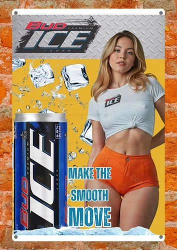 B- ICE Beer Smooth Move Metal Sign Wall Decor Bar, Garage, Man Cave Read Des